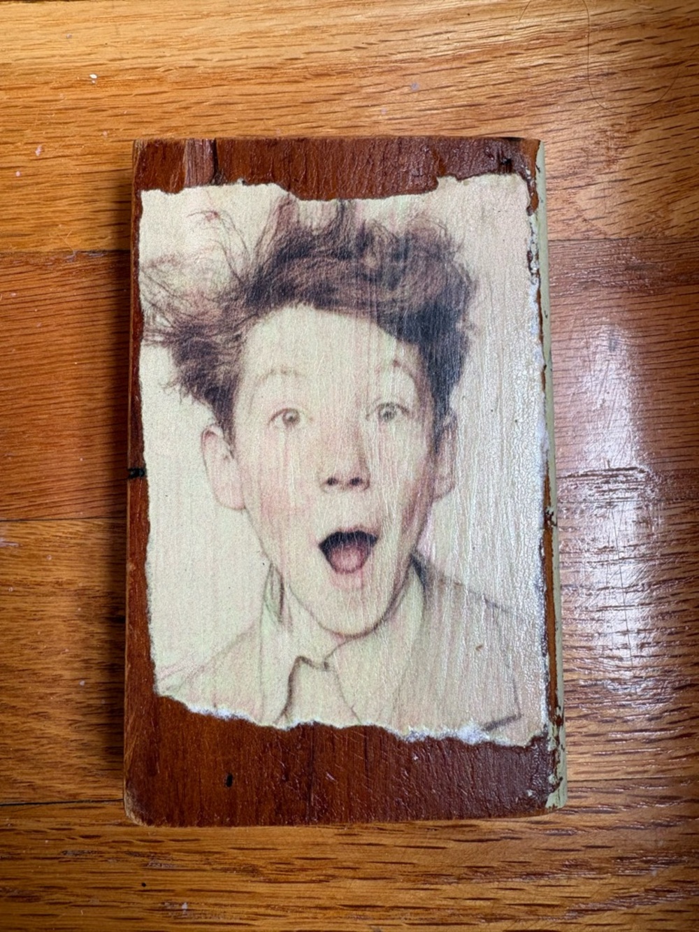 Vintage Style Folk Art Wood Portrait Block 3x5